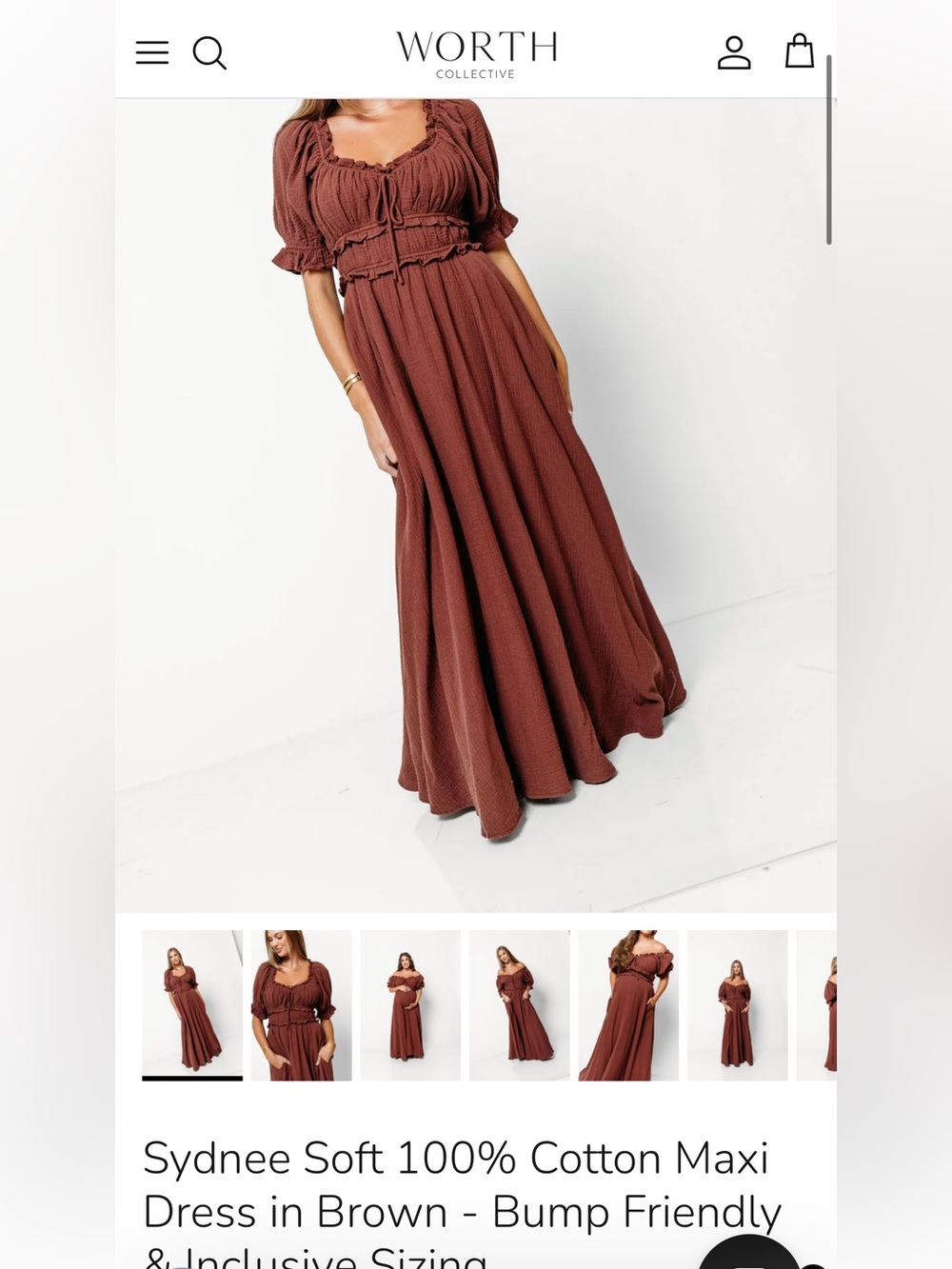Smocked Bodice Maxi Dress in Rust
